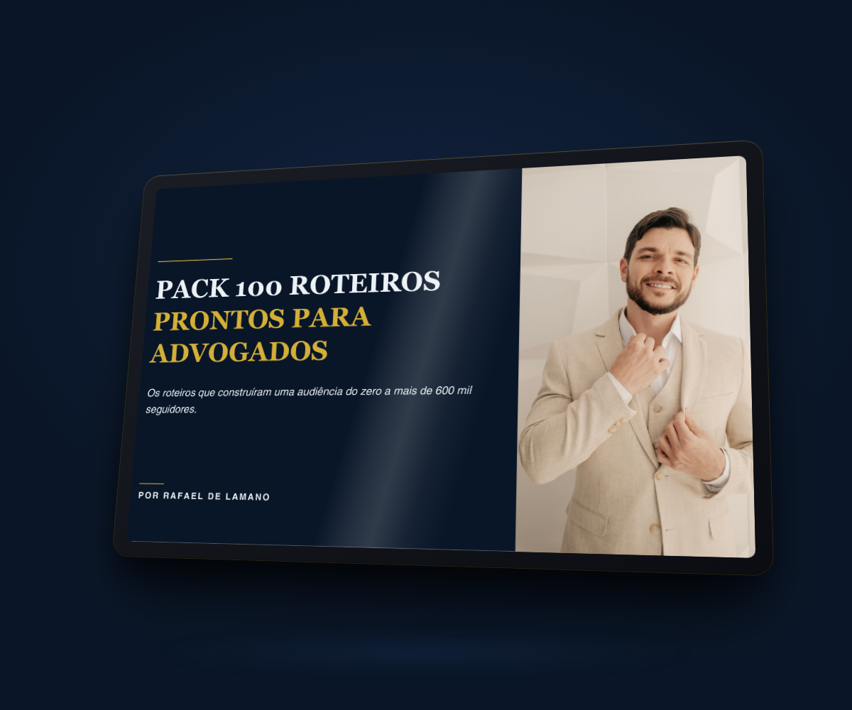 Pack 100 Roteiros Prontos para Advogados — mockup do produto
